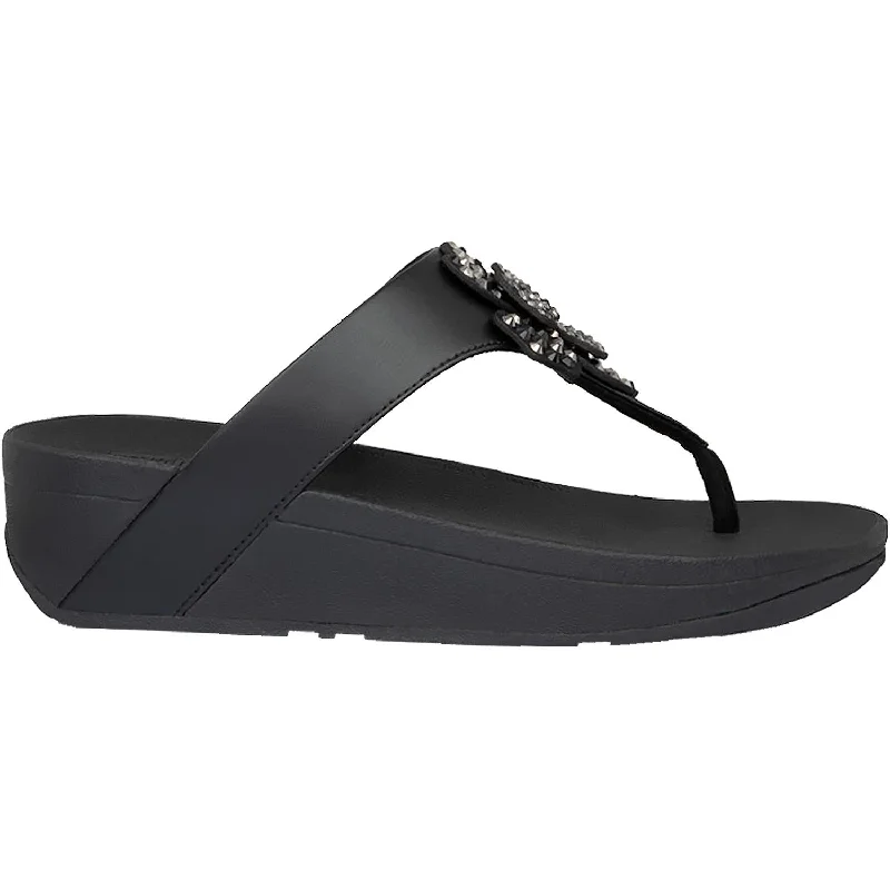 Sandals for everyday wear-Women's Fit Flop Lottie Corsage Black Microfibre