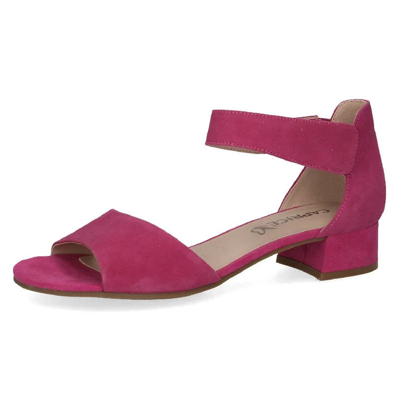 Sandals with elegant style-Caprice 9-28212-42 542 Ladies Fucshia Pink Suede Touch Fastening Sandals