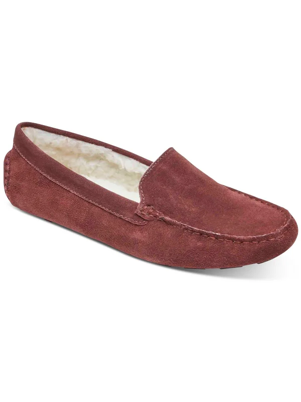 Slippers with non-slip soles-Bayview Womens Suede Cozy Moccasin Slippers