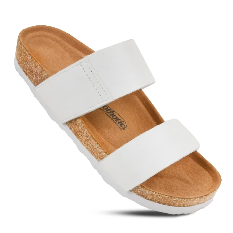 Sandals with breathable material-Aerothotic - Zen Cork Footbed Women Summer Slide Sandals