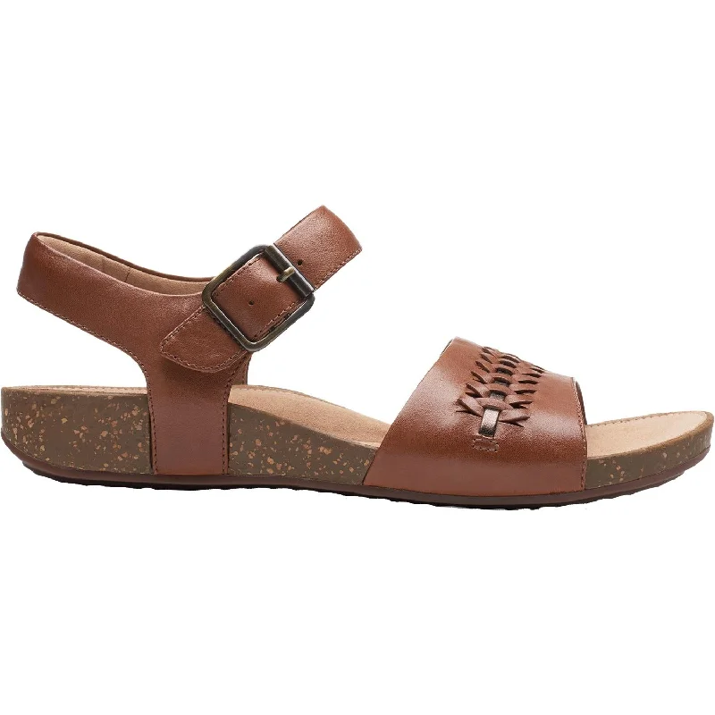 Sandals with platform-Women's Clarks Un Perri Way Dark Tan Leather