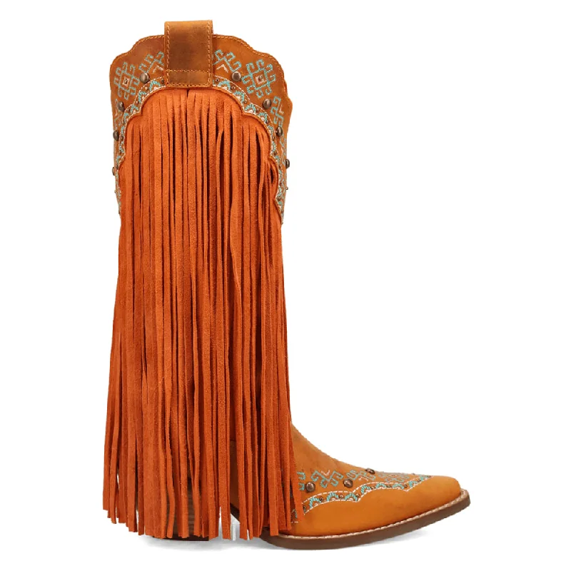 Tequila Fringe Southwest Sunrise Snip Toe Pull On Cowboy Boots