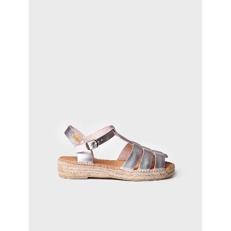 Sandals with durable leather-Toni Pons Emma Ladies  Spanish Silver Leather Buckle Sandals