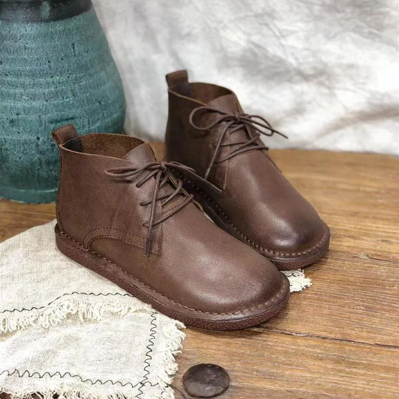 Women Retro Handmade Leather Casual Boots