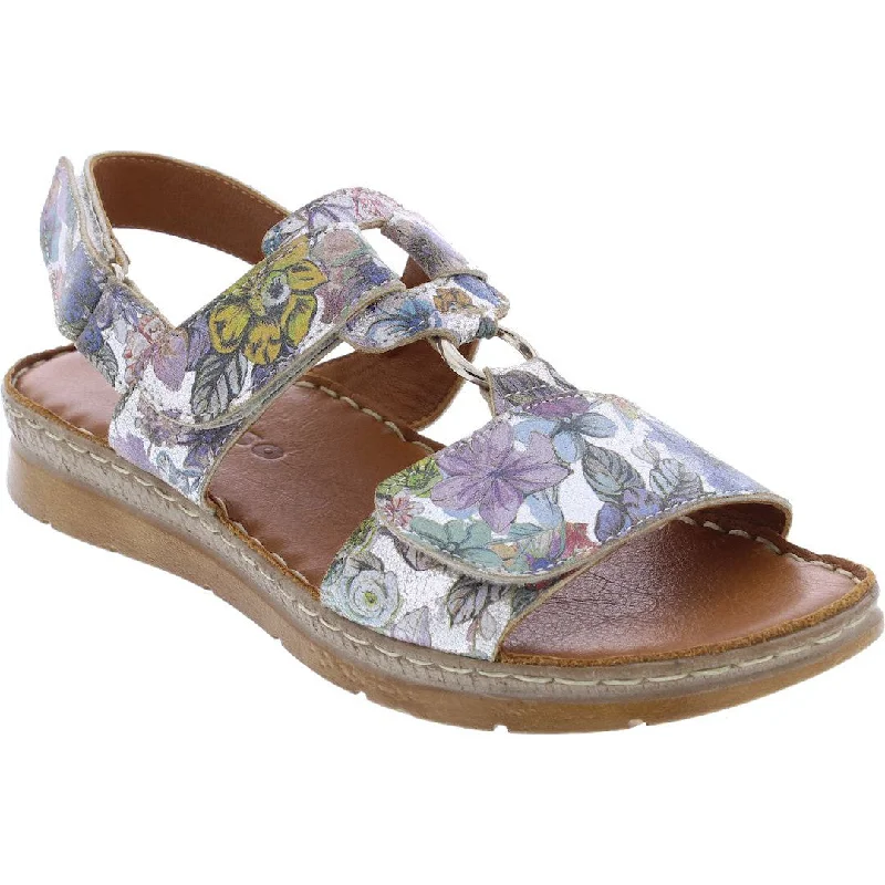 Sandals with sturdy comfort-Adesso A6078 Liberty Ladies Metallic Floral Leather Sandals