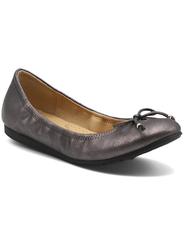 Flats with natural light-Cameo Womens Faux leather Slip-On Ballet Flats