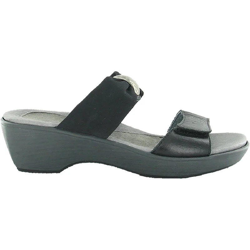 Sandals with lightweight days-Women's Naot Pinotage Black Leather/Stretch Fabric