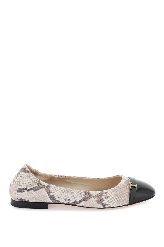 Flats in Detroit-Tod's Women's Snake-Printed Leather Ballet Flats