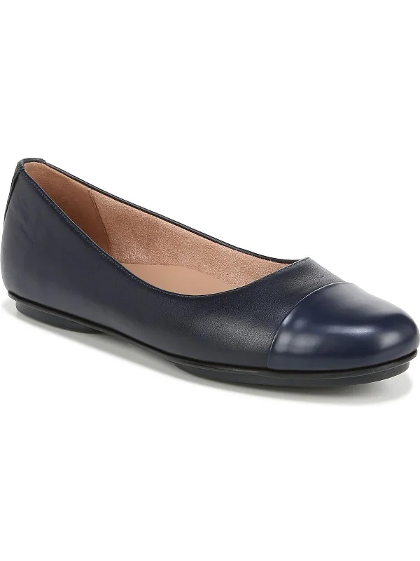 Flats with eco-friendly features-Maxwell Womens Leather Toe Cap Ballet Flats