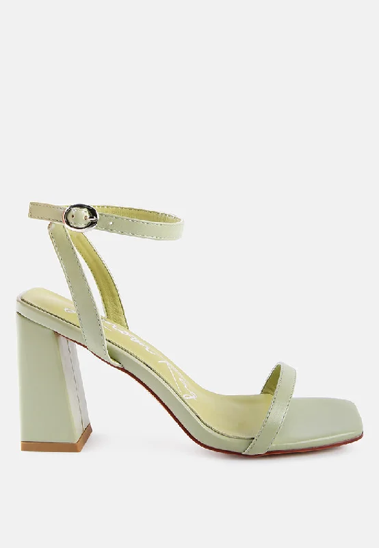 Sandals with soft padding-mooncut block heel ankle strap sandals