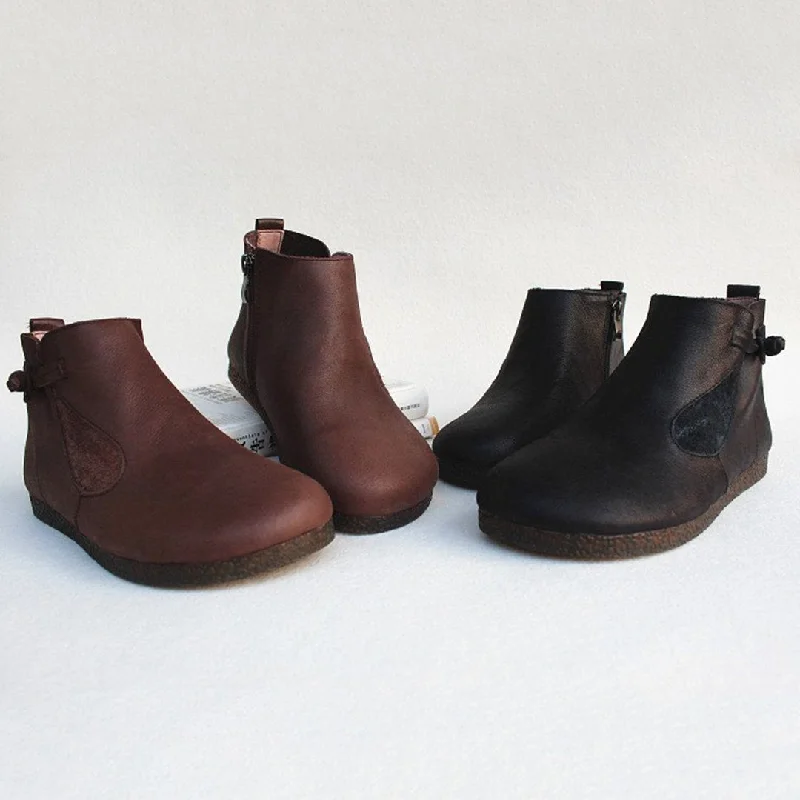 Knob Knot Leather Boots