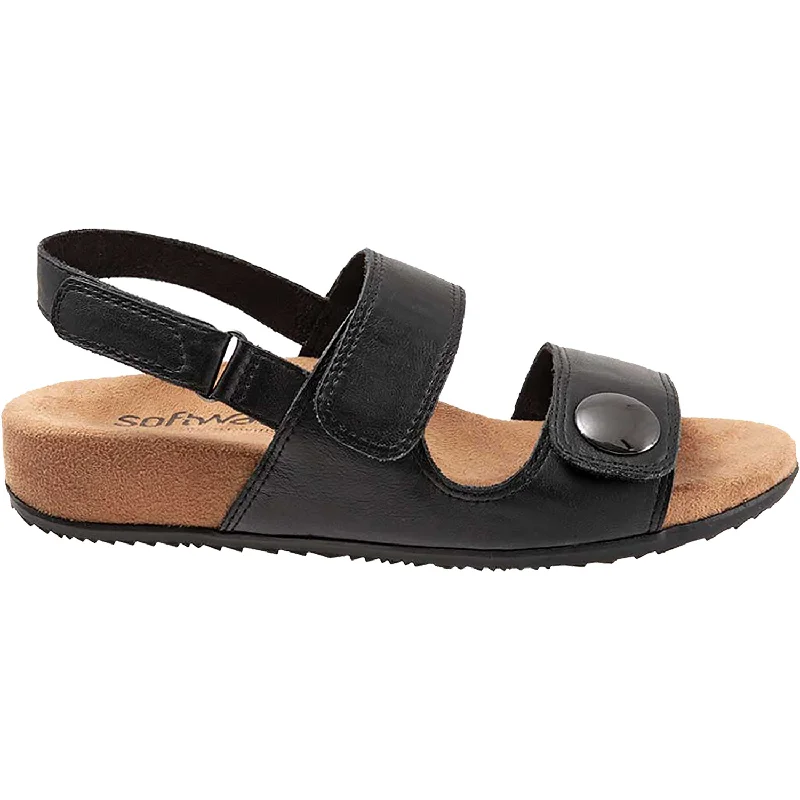 Sandals for summer finish-Women's SoftWalk Beatrice Black Leather