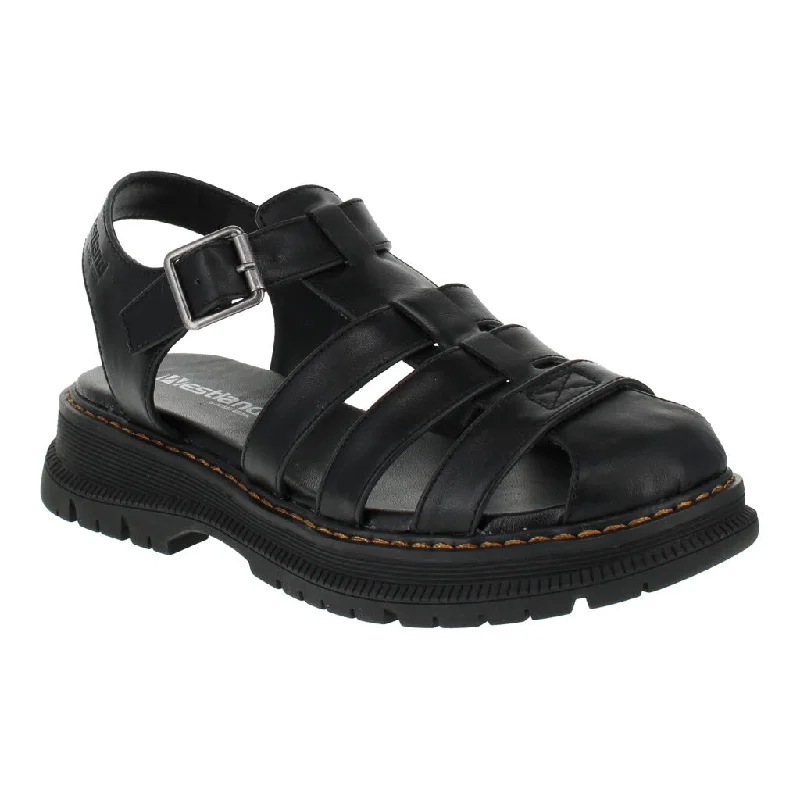 Sandals with comfy looks-Westland 769529 Peyton 09 Ladies Black Vegan Touch Fastening Sandals