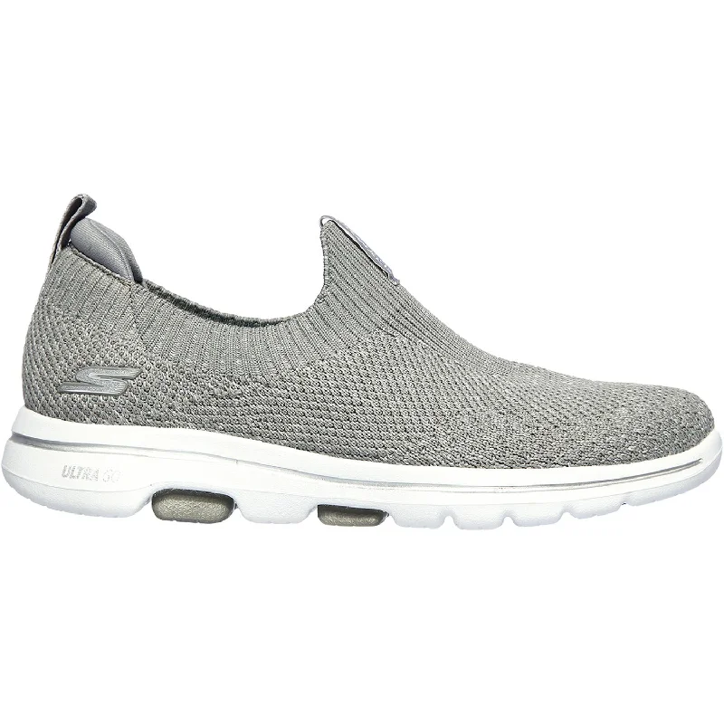 athletic shoes for outdoor courtsWomen's Skechers GOwalk 5 Trendy Grey Knit Fabric Mesh