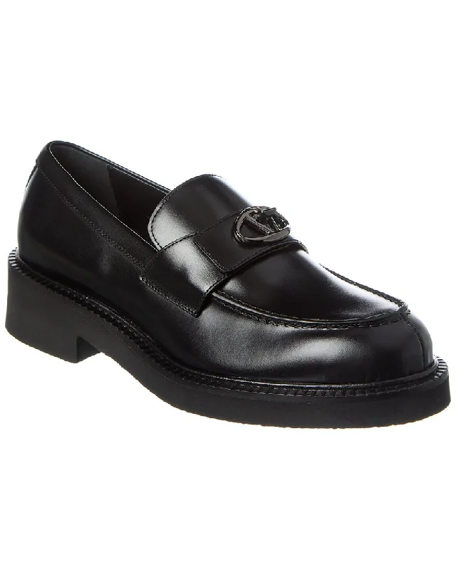 Loafers with cool days-Valentino Logo Leather Loafer