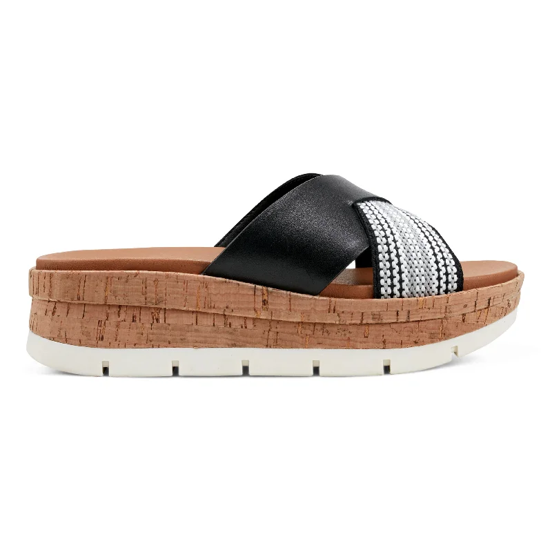 Sandals with flexible days-Finale Casual Slip-On Wedge Platform Sandals