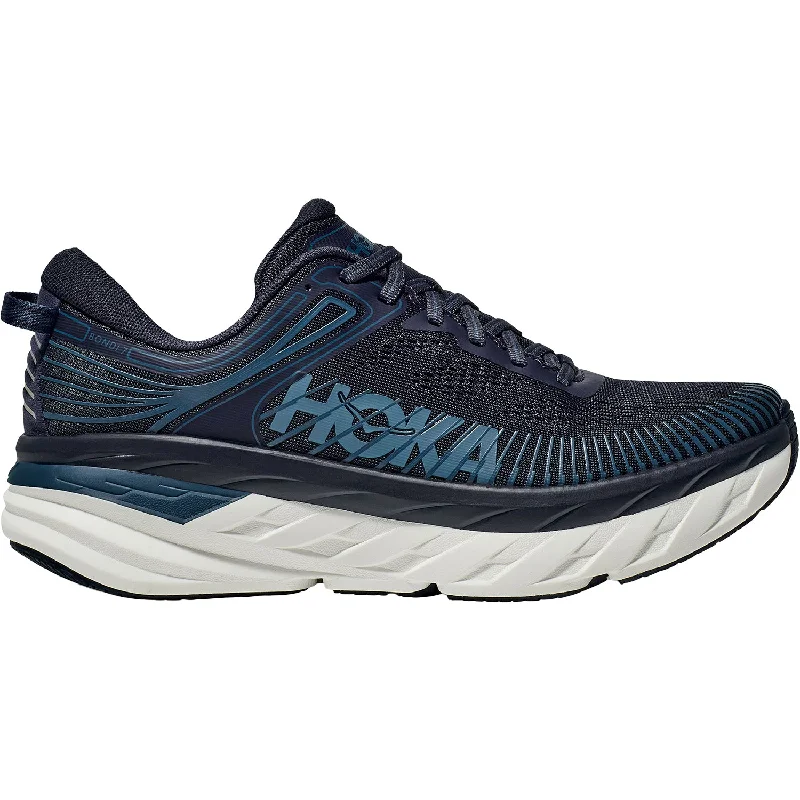 athletic shoes with fabric resilienceMen's Hoka One One Bondi 7 Outerspace/White Mesh