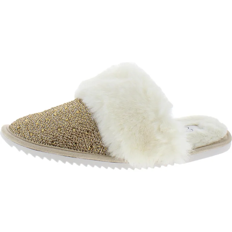 Slippers with machine-washable fabric-Jessenia Womens Embellished Comfort Slip-On Slippers