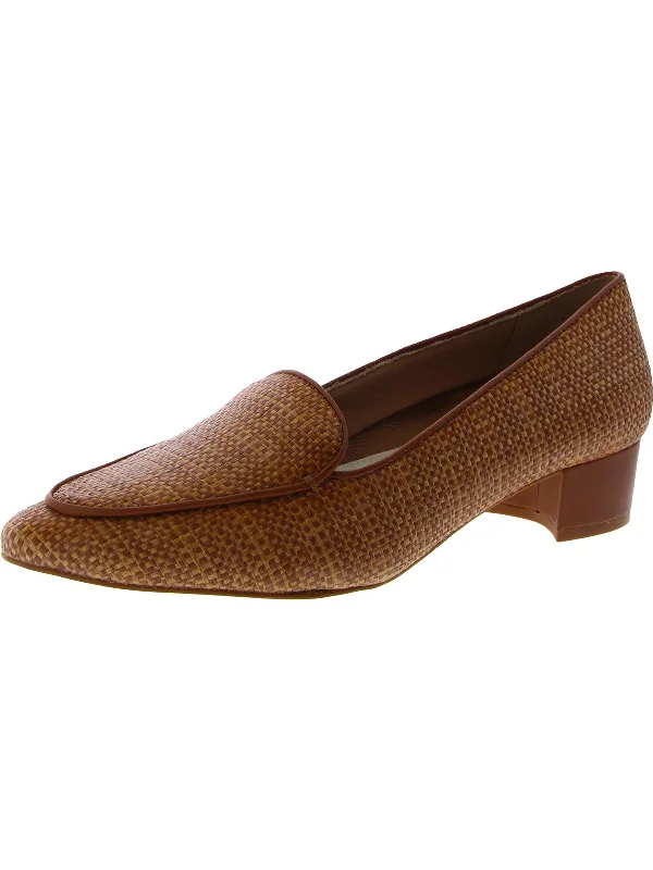 Loafers with dress pants-Honey Womens Woven Slip On Loafer Heels