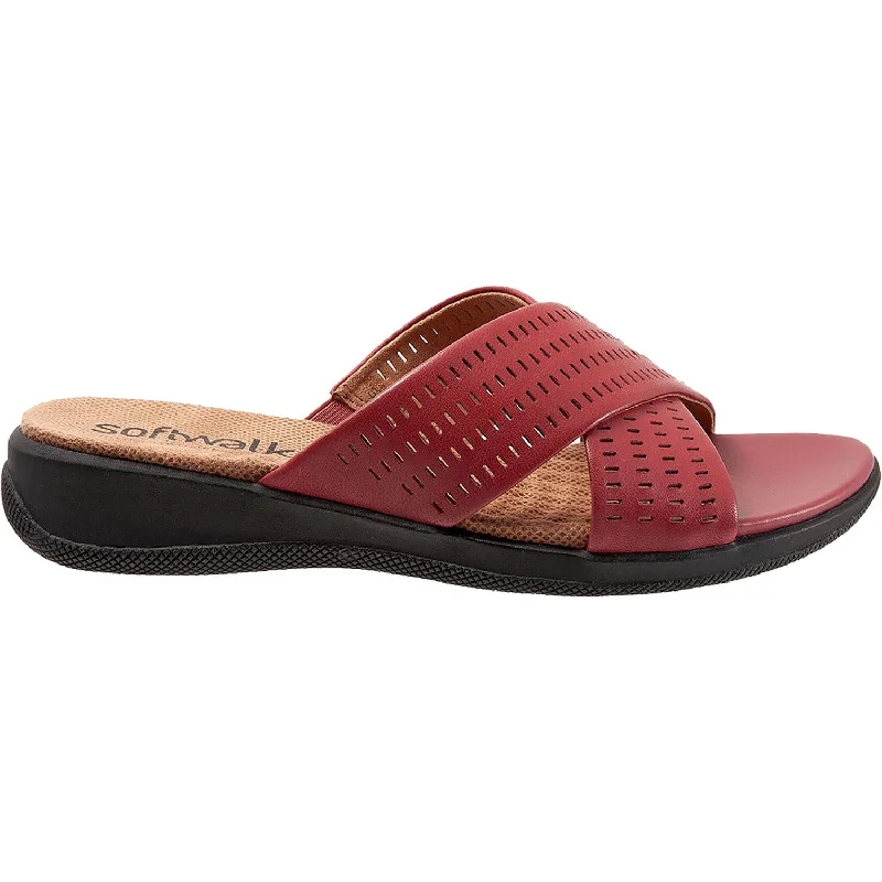 Sandals with breathable material-Women's SoftWalk Tillman II Dark Red Leather