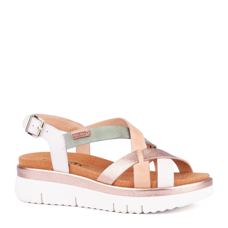 Sandals with colorful days-Pikolinos Palma W4N-0650C1 Ladies Natural Leather Buckle Sandals