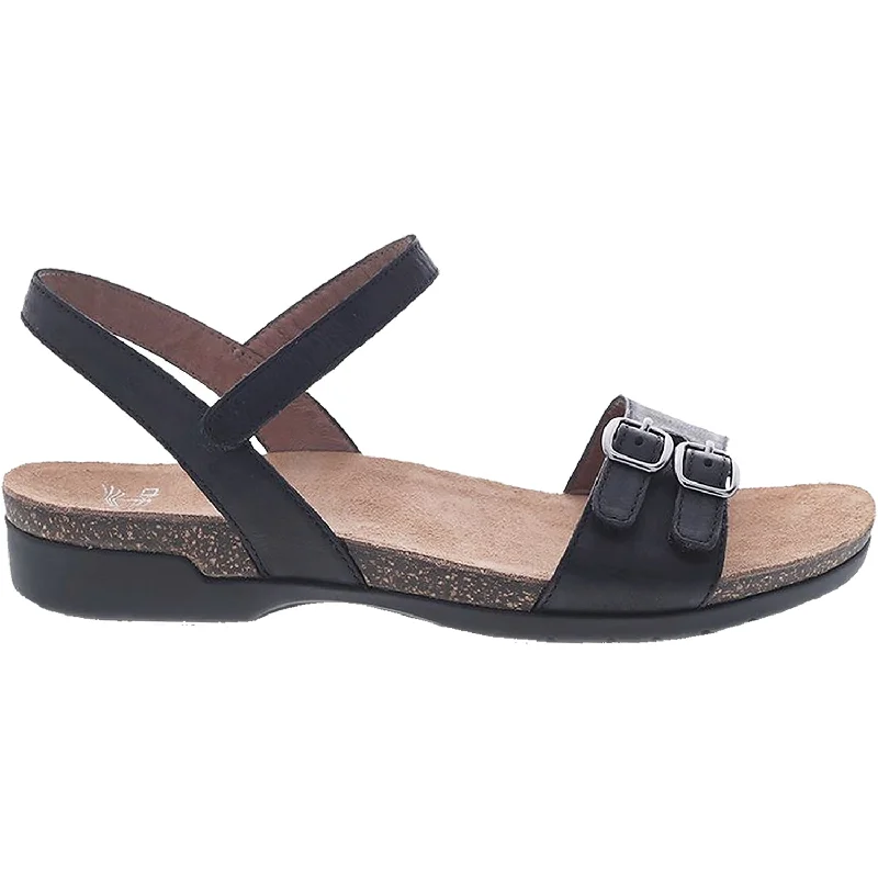 Sandals for stylish comfort-Women's Dansko Rebekah Black Waxy Burnished Leather