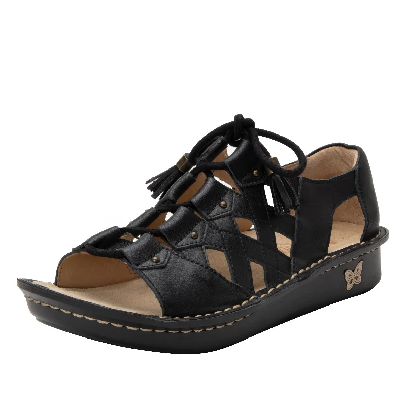 Sandals with trendy finish-Valerie Black Burnish Sandal