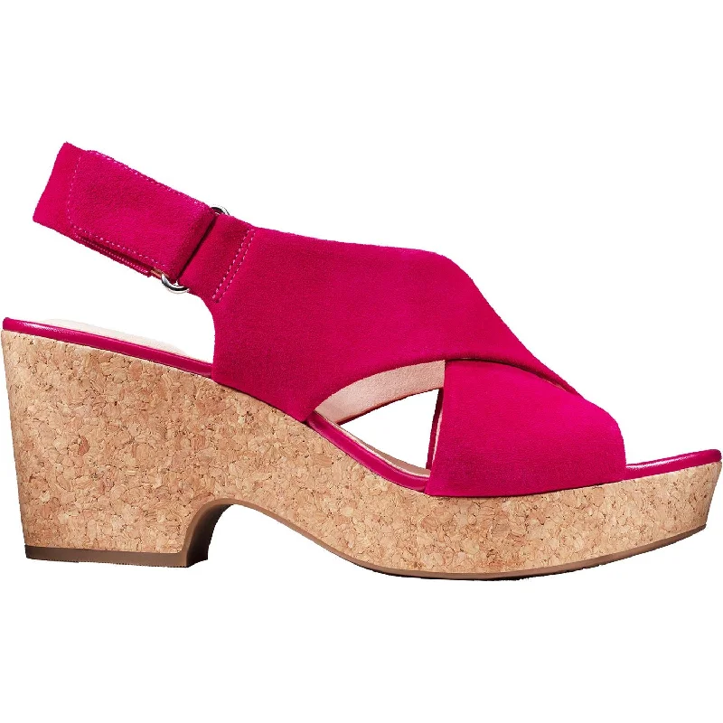 Sandals with waterproof material-Women's Clarks Maritsa Lara Fuchsia Suede