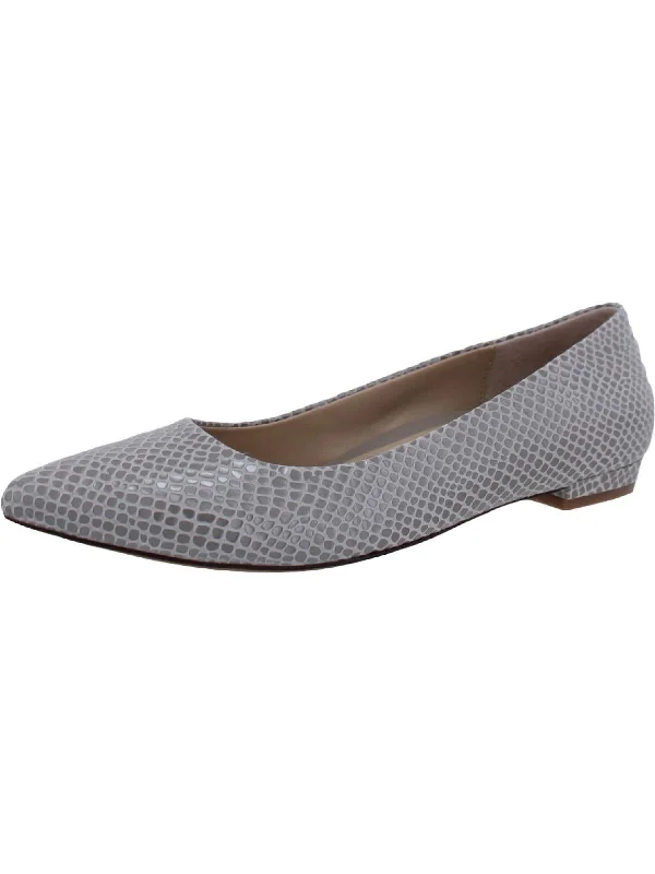 Flats in Tokyo-Lena Lzrd Womens Leather Embossed Pointed Toe Flats