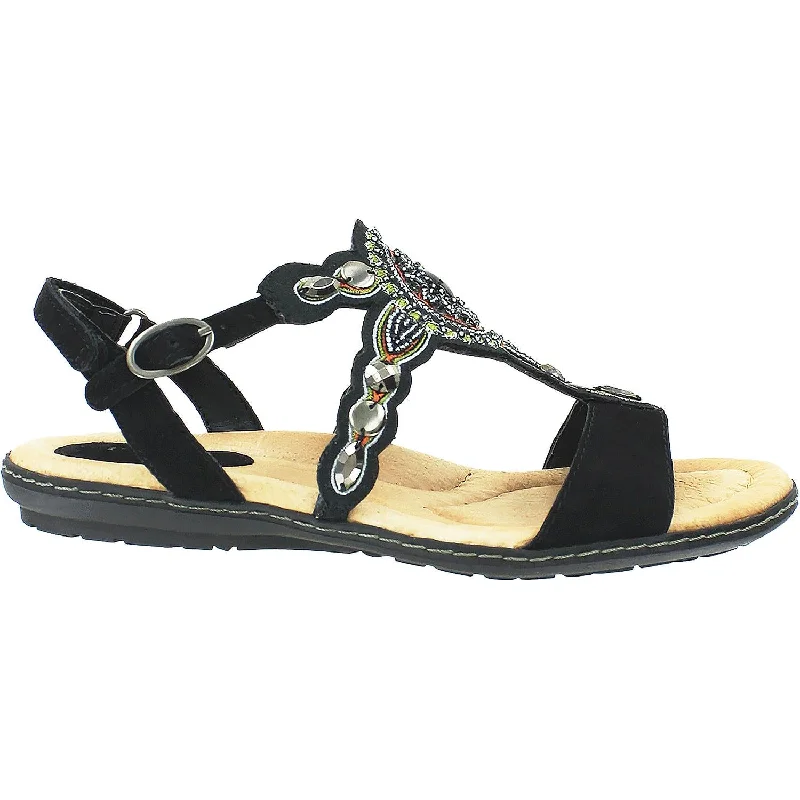 Sandals with cushioned sole-Women's Earth Sunbeam Black Suede