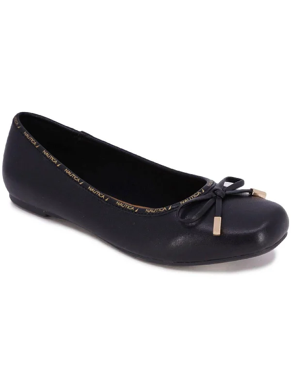 Flats with private balcony-Alix Womens Leather Square Toe Ballet Flats