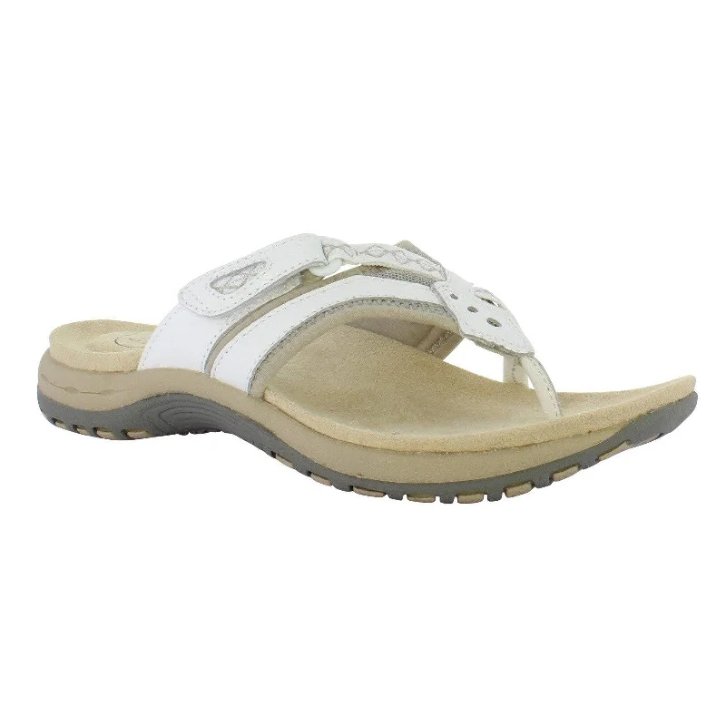 Sandals with extra padding-Free Spirit Juliet Ladies White Suede & Textile Toe-Post Sandals