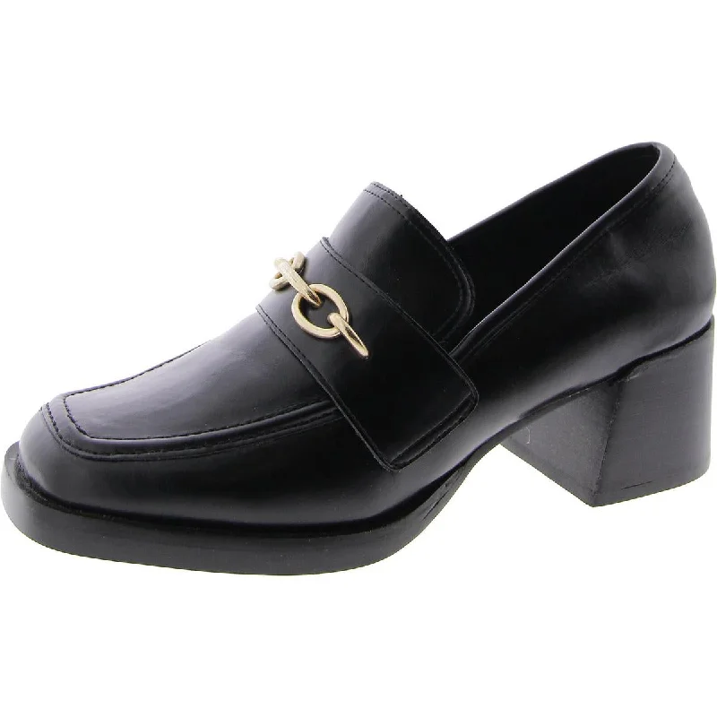 Loafers with logo-Clarkson Womens Faux Leather Block Heel Loafer Heels