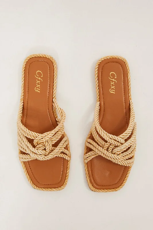 Sandals with colorful comfort-Brown Flat Rope Sandals Slipper