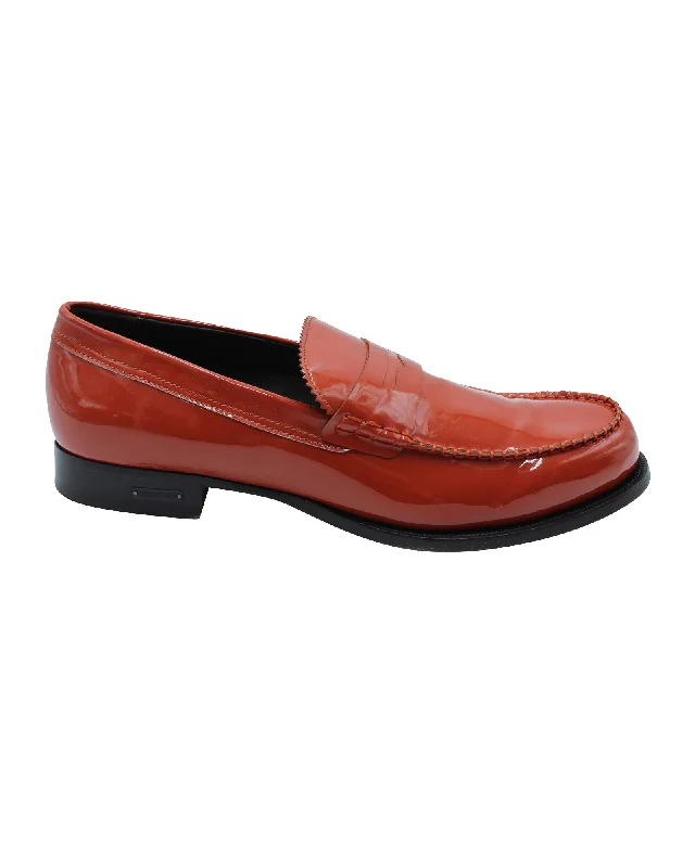 Loafers with smart fit-Dsquared2 High-Shine Penny Loafers in Red Leather