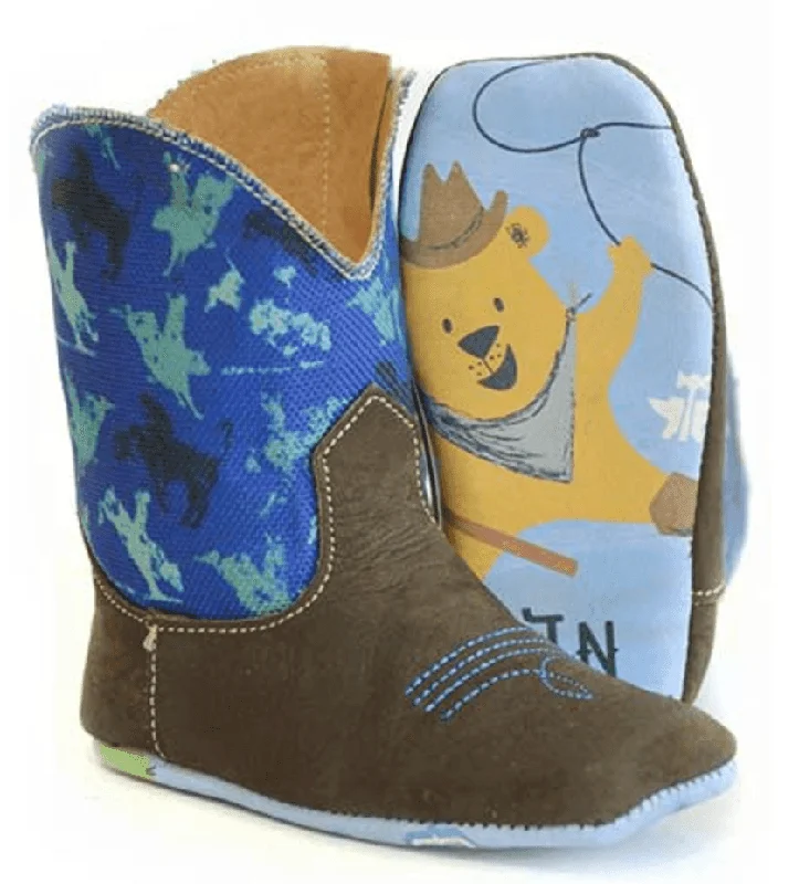 Tin Haul Infant Blue/Brown Mini Rough Stock Square Toe Cowboy Boots 0007-1685