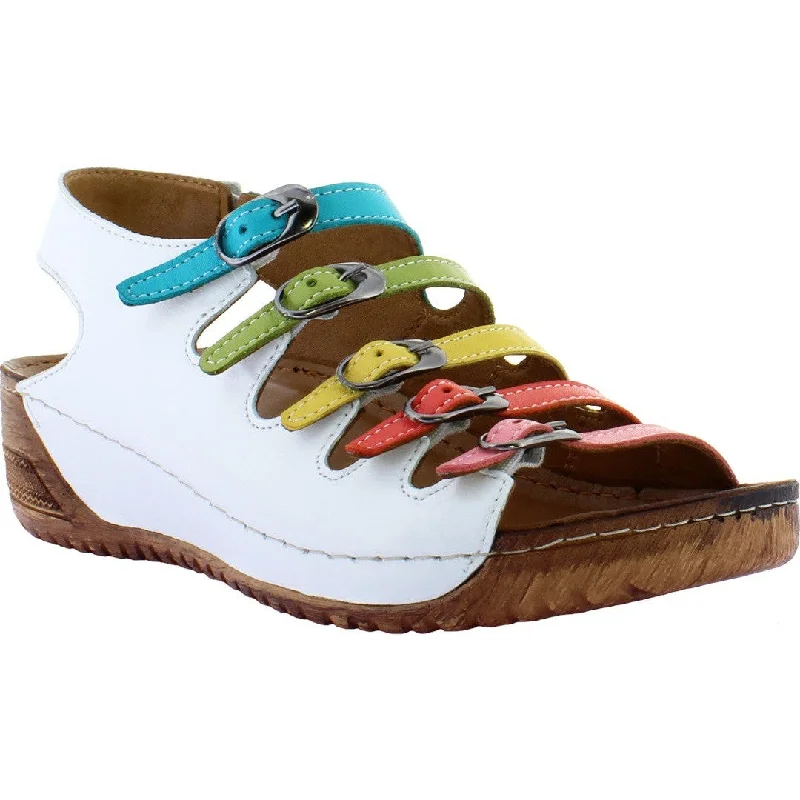 Sandals with elegant finish-Adesso Astrid Ladies Rainbow A6426 Leather Buckle Fastening Sandals