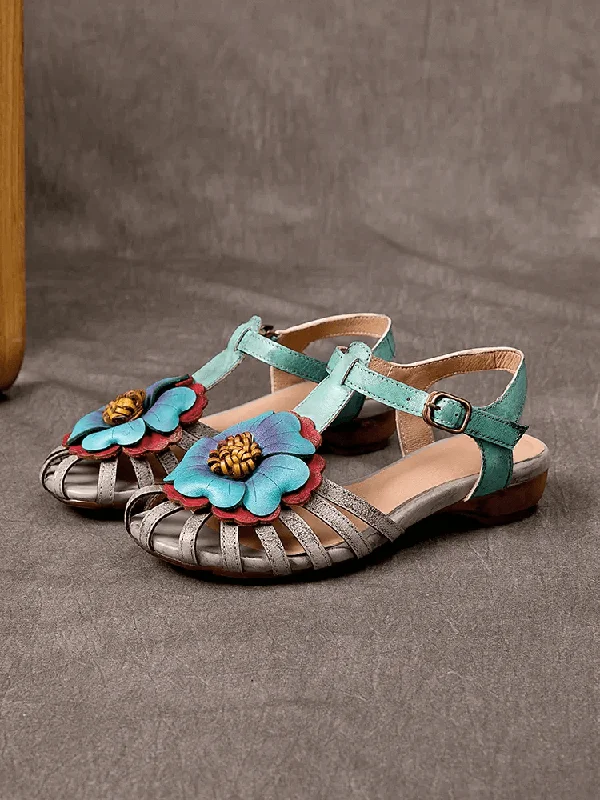 Sandals with comfy days-Babakud Women Original Vintage Floral Leather Sandals