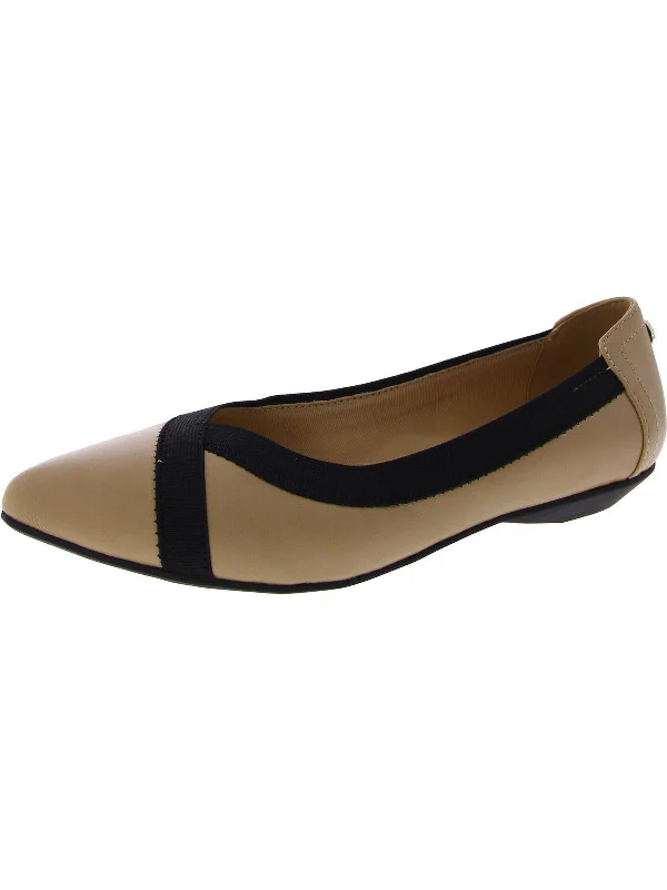 Flats for minimalist living-Womens Faux Leather Slip On Ballet Flats