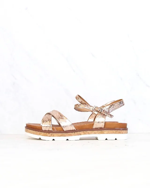 Sandals for tropical climates-Very Volatile - Petite Ankle Strap Sandals in Rose Gold