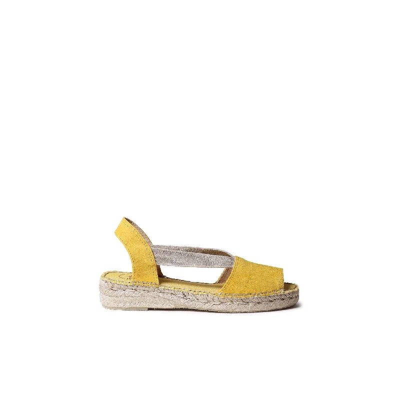 Sandals for walking tours-Toni Pons Ella Ladies Spanish Yellow Suede Pull On Sandals