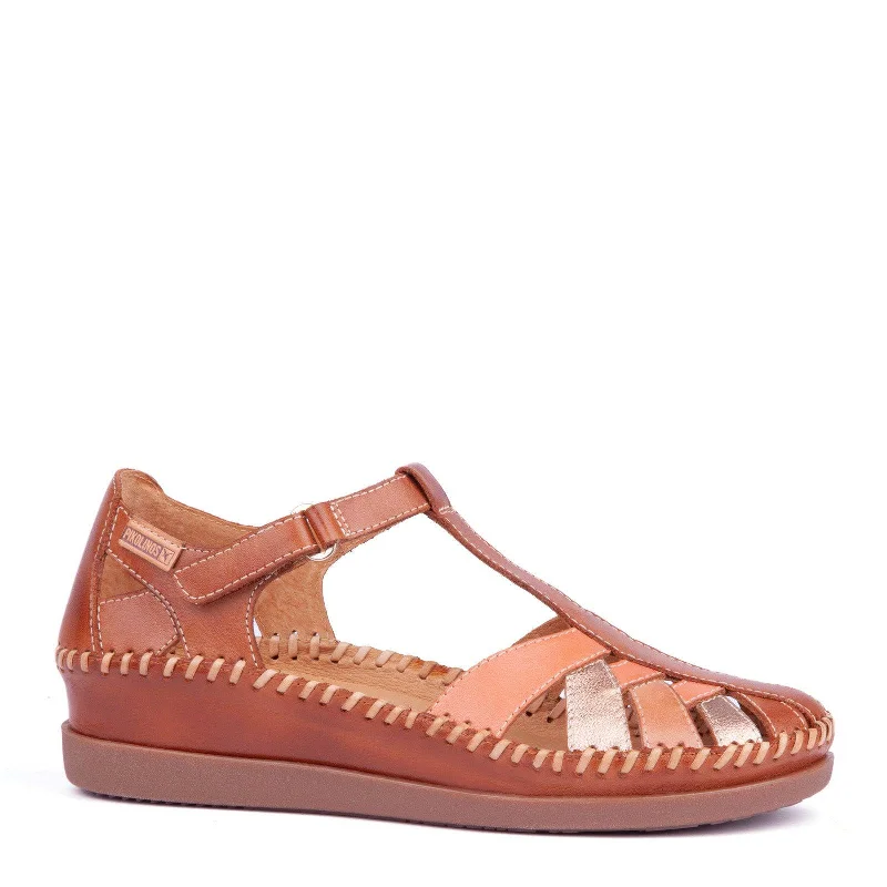 Sandals with trendy finish-Pikolinos Cadaques W8K-0705C1 Ladies Brandy Leather Touch Fastening Sandals