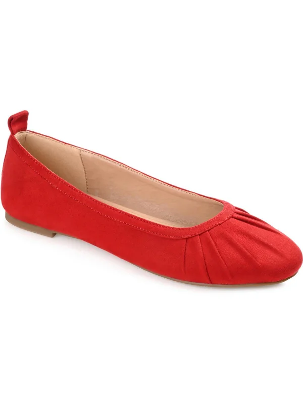 Flats with private gardens-Tanya Womens Faux Suede Slip-On Ballet Flats