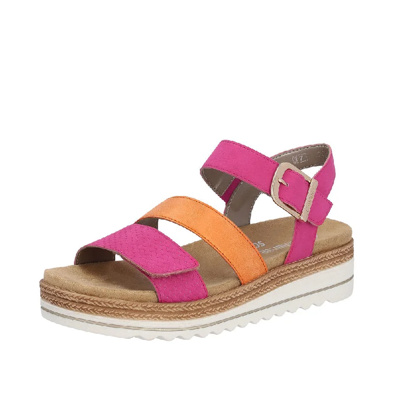 Sandals for casual days-Remonte D0Q55-31 Ladies Magenta Pink Touch Fastening Sandals