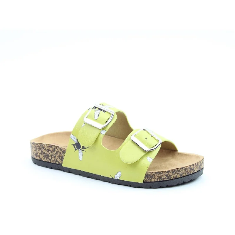 Sandals with colorful looks-Heavenly Feet Harmony Ladies Lime Bee Vegan Slip On Sandals