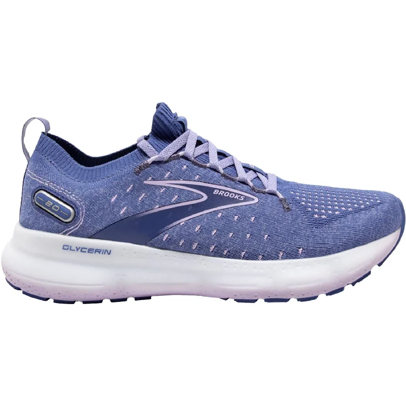 athletic shoes with anti shockWomen's Brooks Glycerin Stealthfit 20 Blue/Pastel Lilac/White Mesh