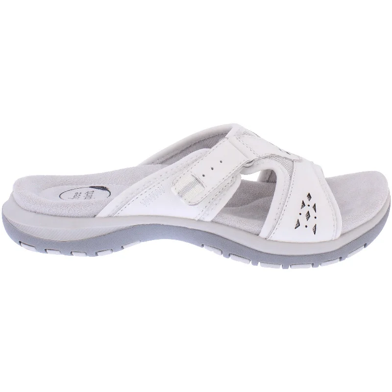 Sandals with comfy finish-Free Spirit 41078 Wickford 3 Ladies White Leather Arch Support Slider Sandals