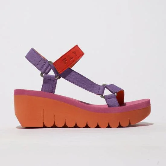 Sandals for everyday vibes-Fly Yefa 726 Ladies Orange And Violet Textile Touch Fastening Sandals