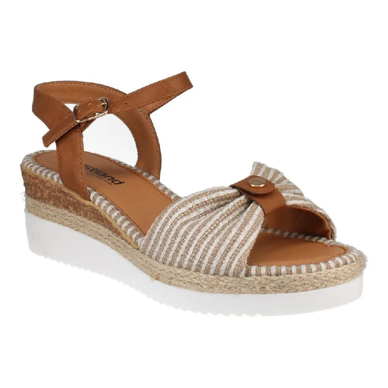 Sandals with lightweight finish-Westland 591401 Espi 01 Ladies Beige Combi Vegan Buckle Sandals