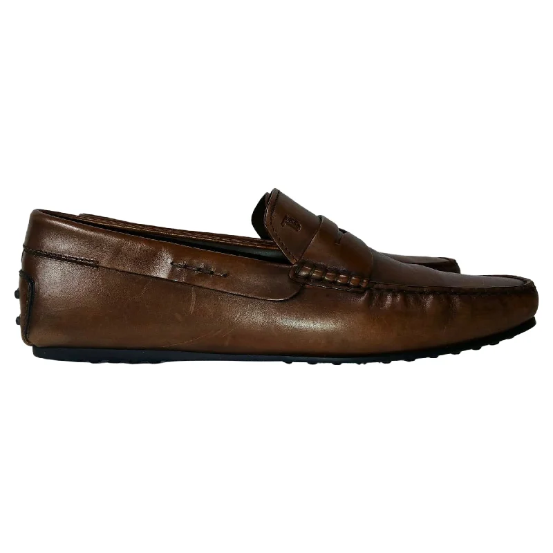 Loafers for easy wear-Tod's Slip On Loafers in Brown Leather